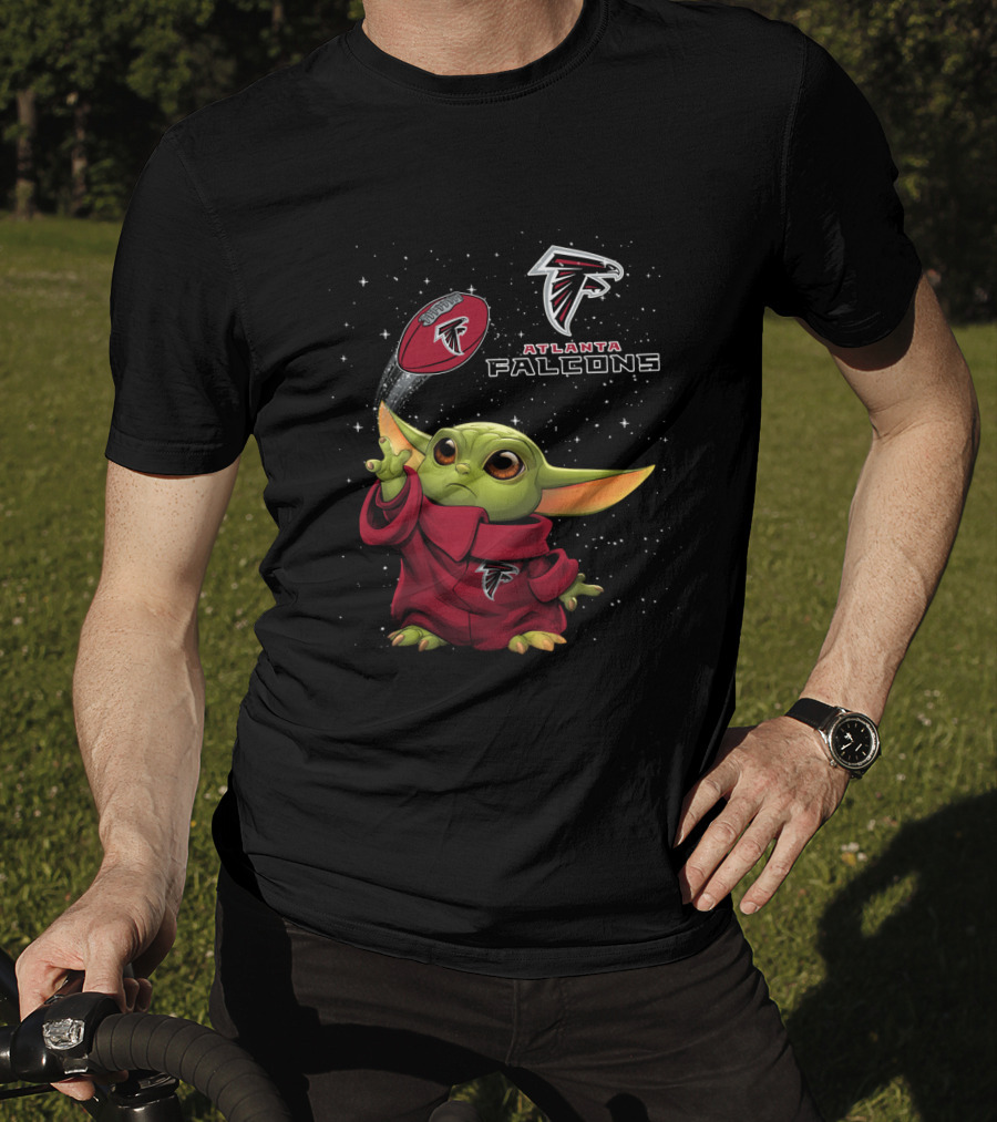 Atlanta Falcons Baby Yoda Star Wars Crossover Football Fan T-Shirt