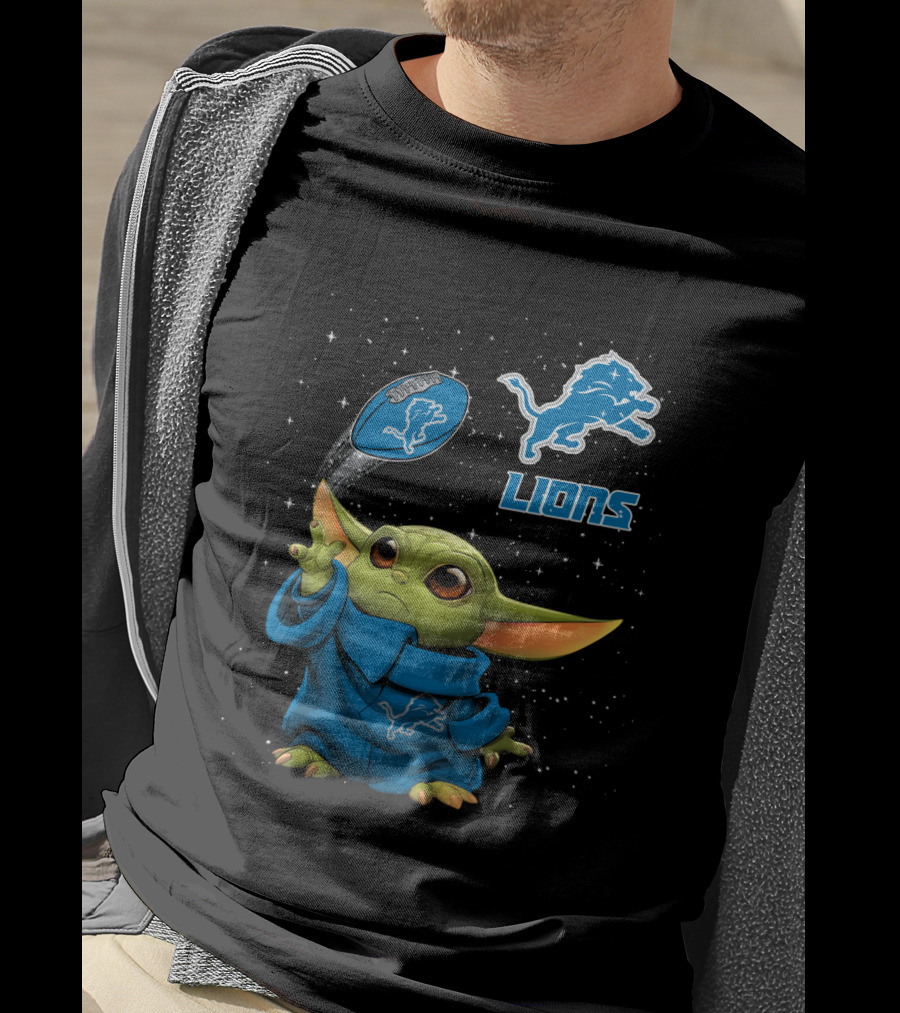Baby Yoda Detroit Lions Football Force T-Shirt