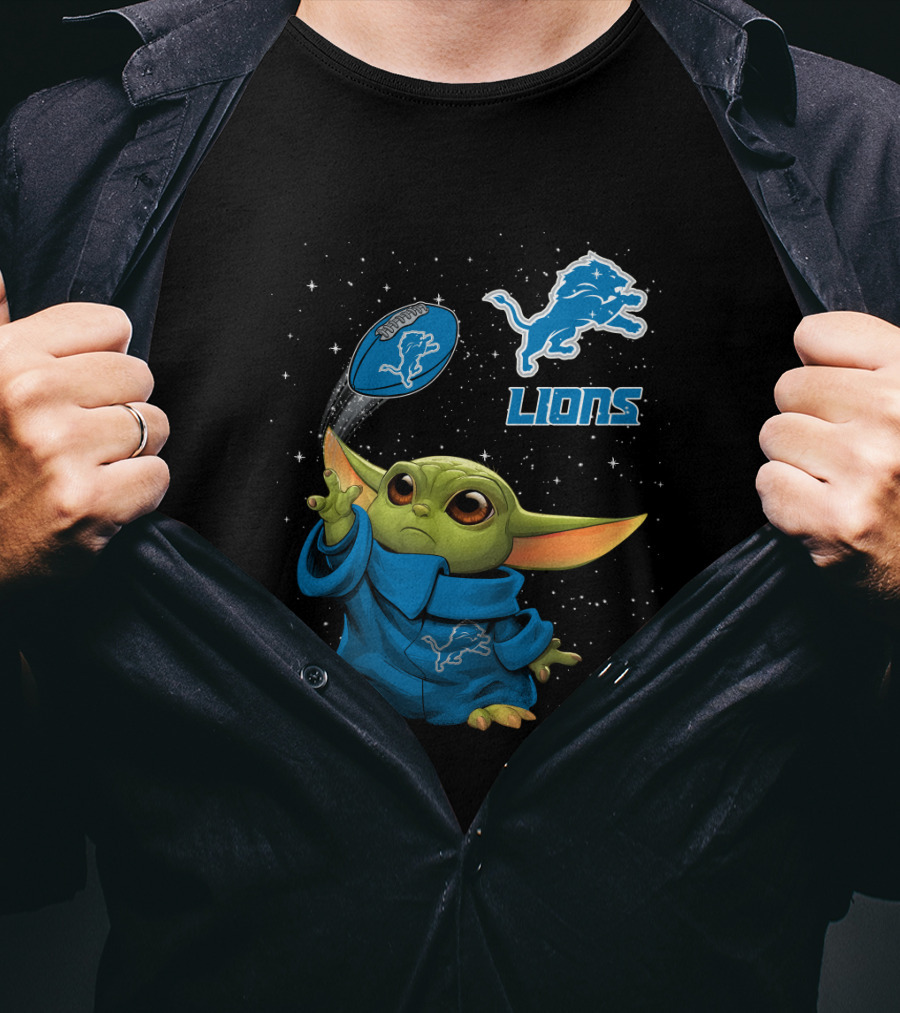 Baby Yoda Detroit Lions Football Force T-Shirt