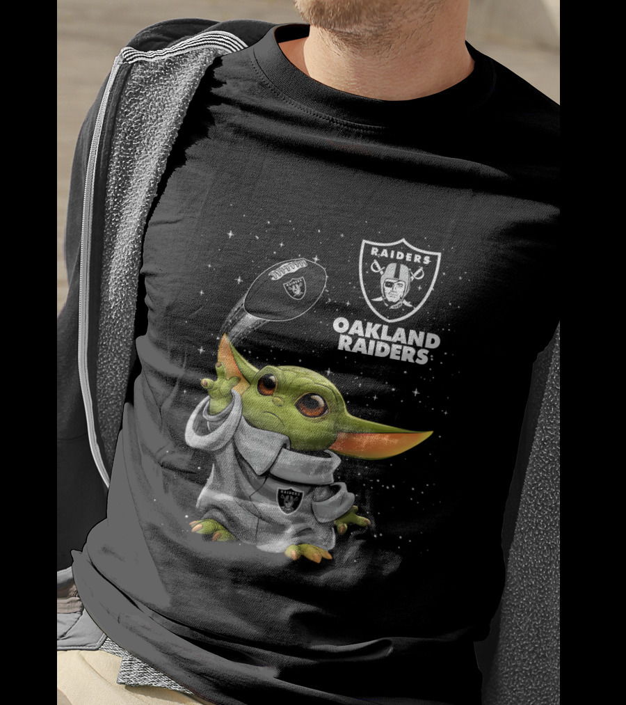 Baby Yoda Oakland Raiders Football Star Wars Fan Merchandise T-Shirt