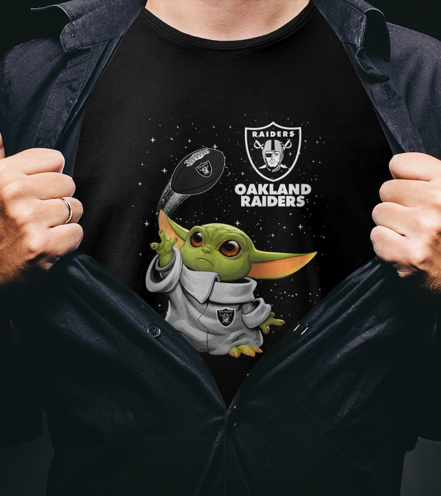 Baby Yoda Oakland Raiders Football Star Wars Fan Merchandise T-Shirt