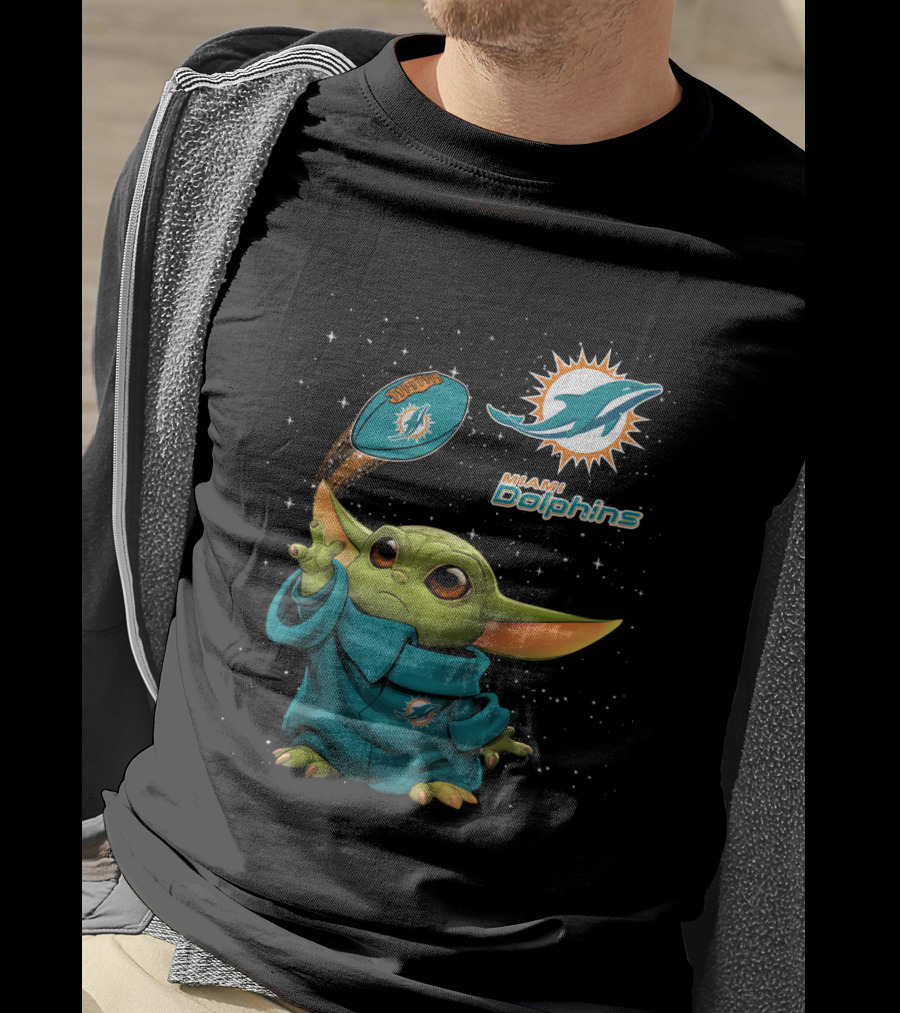 Baby Yoda Miami Dolphins Football Jedi Fan T-Shirt