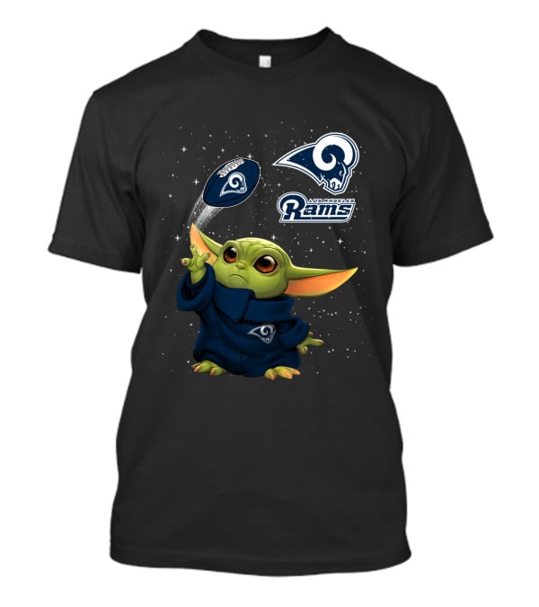 Baby Yoda Los Angeles Rams Football Play Jedi Force T-Shirt