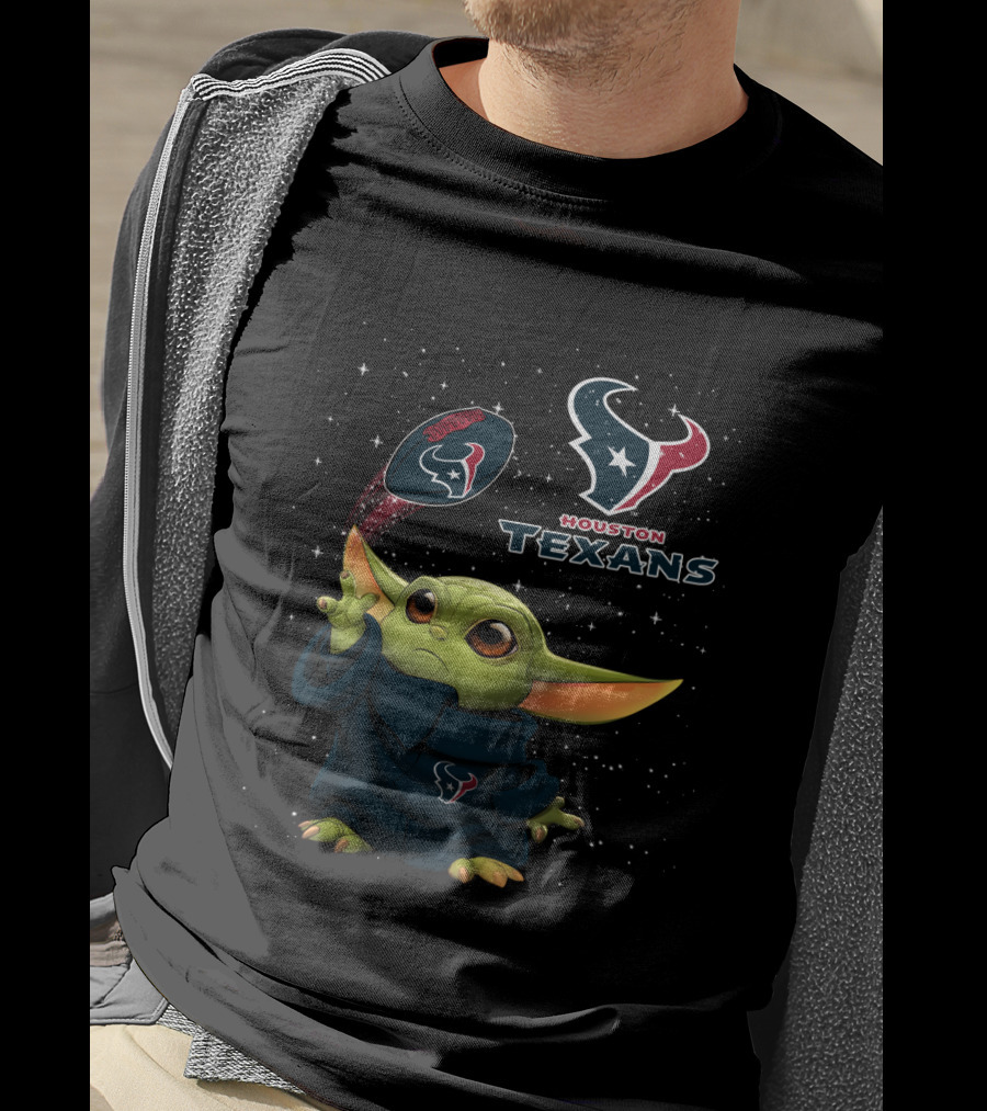 Houston Texans Baby Yoda NFL Football Star Wars Crossover T-Shirt