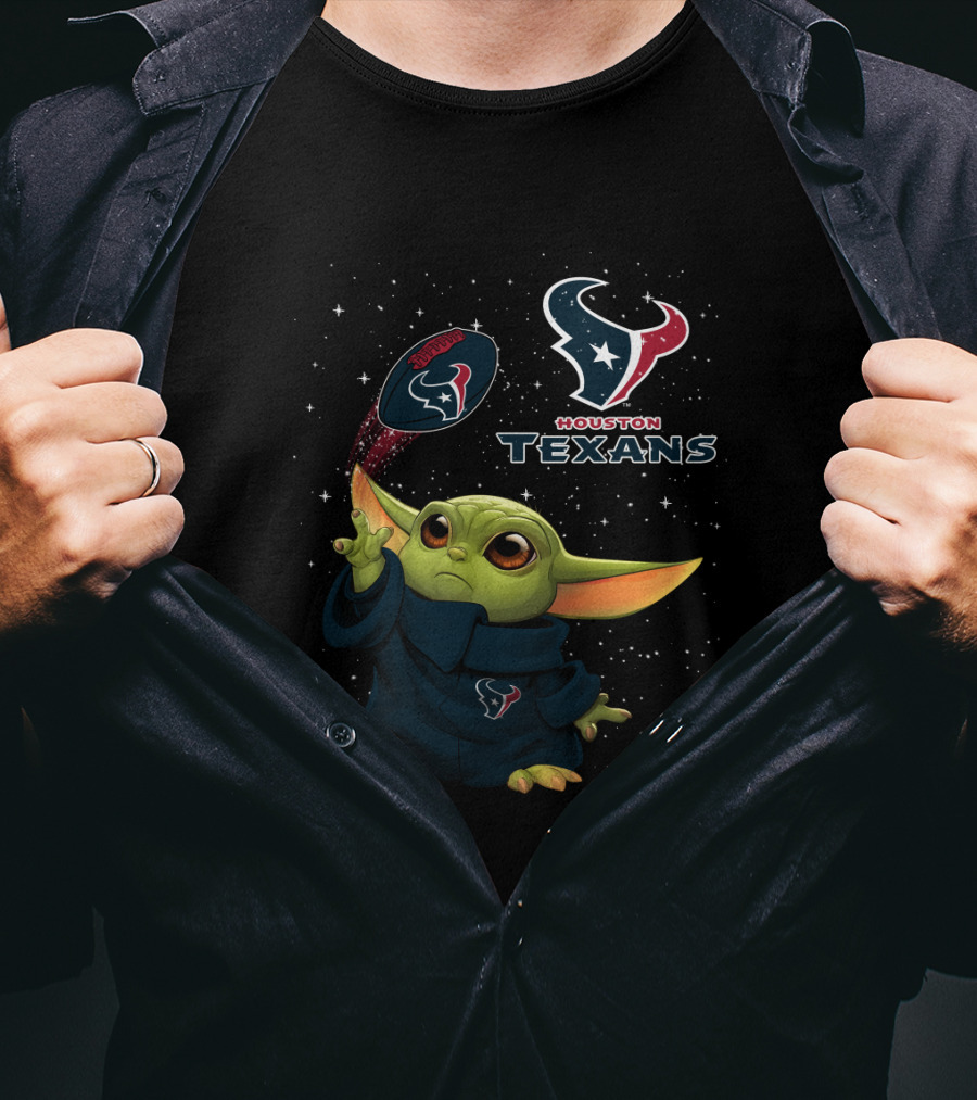 Houston Texans Baby Yoda NFL Football Star Wars Crossover T-Shirt