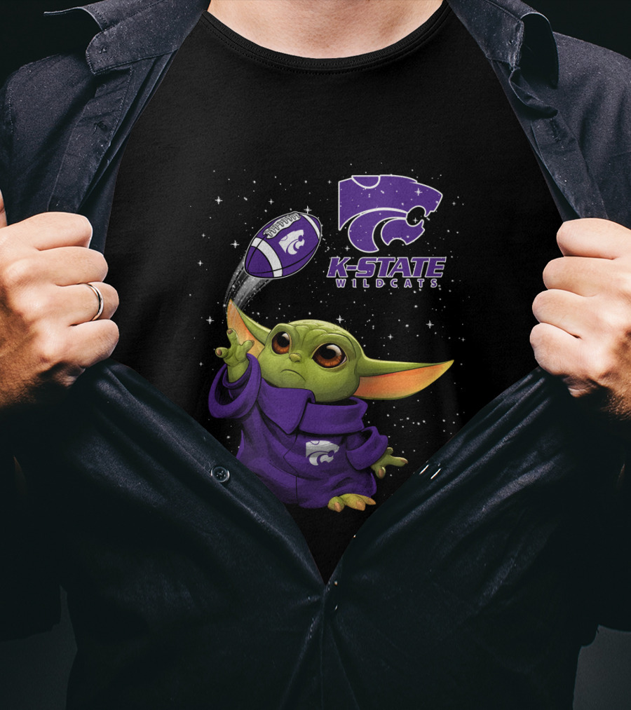Kansas State Wildcats Baby Yoda Football Magic T-Shirt