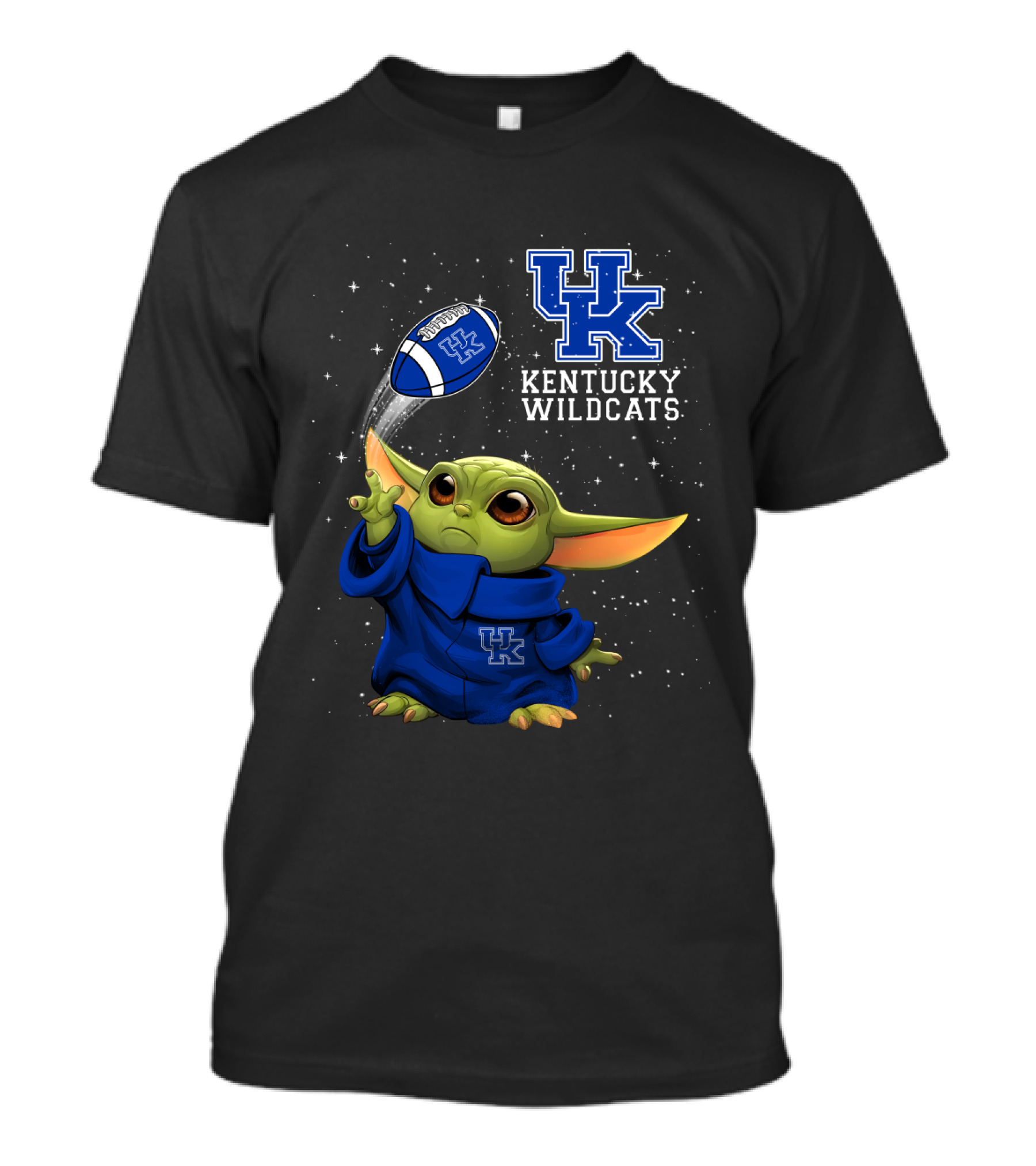 Baby Yoda Kentucky Wildcats Football Fan With Uk T-Shirt
