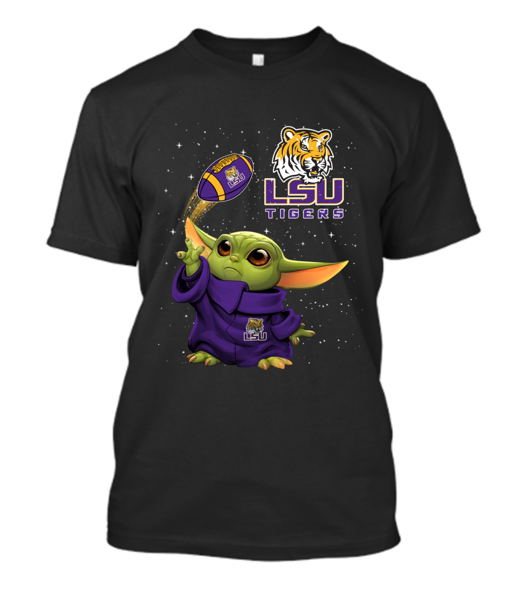 LSU Tigers Baby Yoda Football Tiger T-Shirt