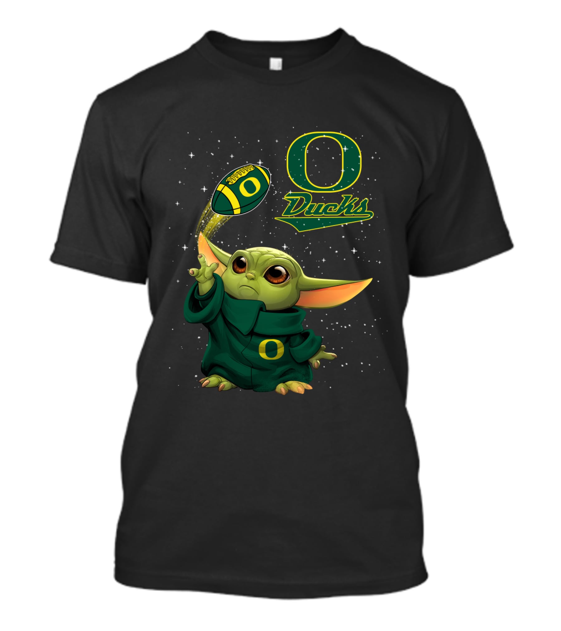 Baby Yoda Oregon Ducks Star Wars Football T-Shirt