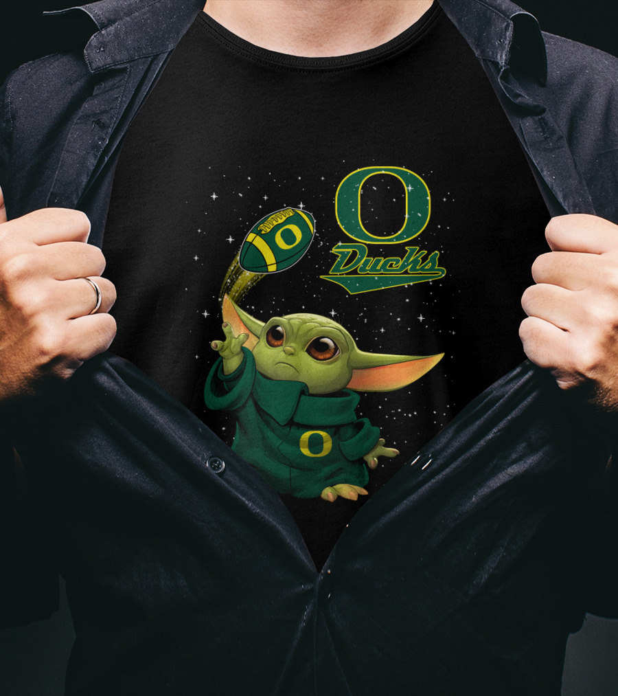 Baby Yoda Oregon Ducks Star Wars Football T-Shirt