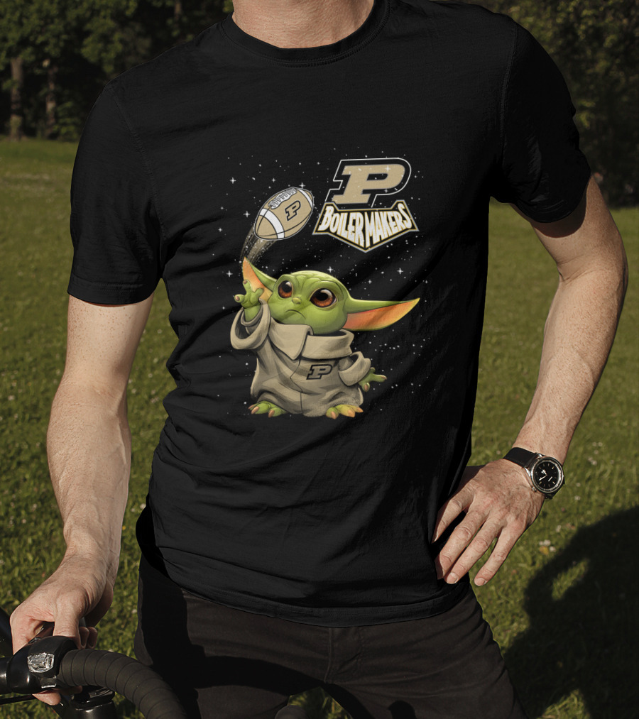 Baby Yoda Football Fantasy With Purdue Boilermakers T-Shirt