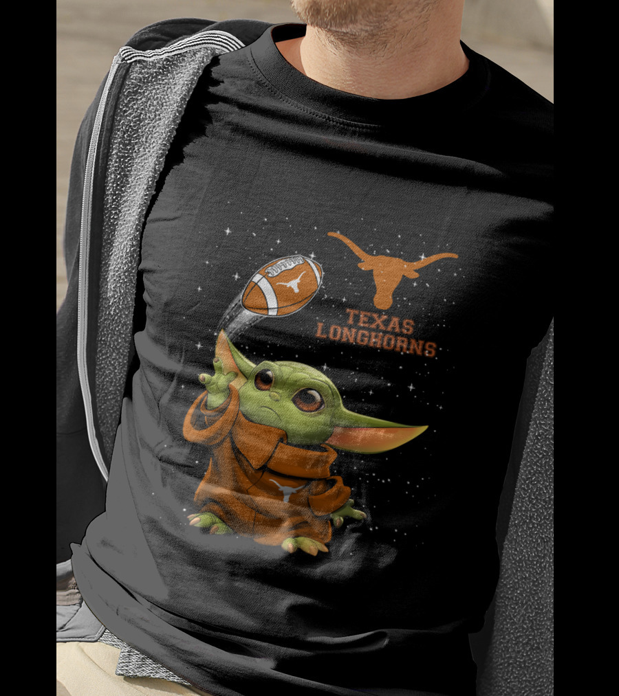 Texas Longhorns Baby Yoda Football T-Shirt