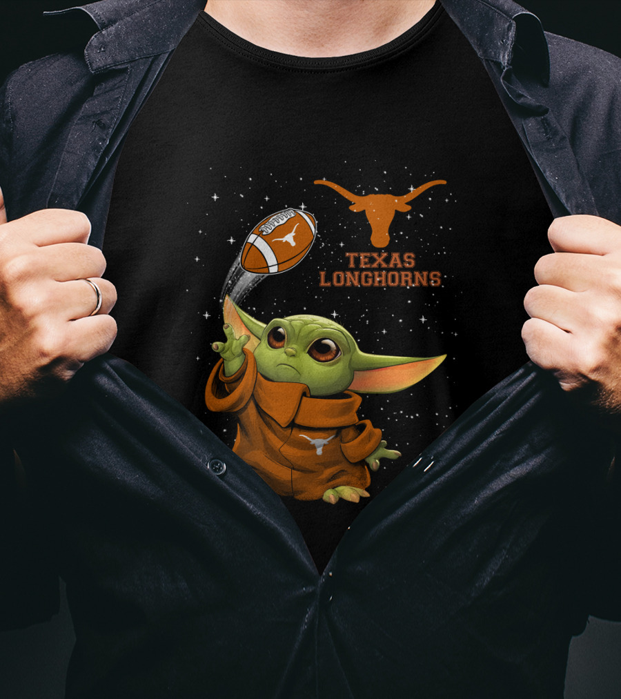 Texas Longhorns Baby Yoda Football T-Shirt