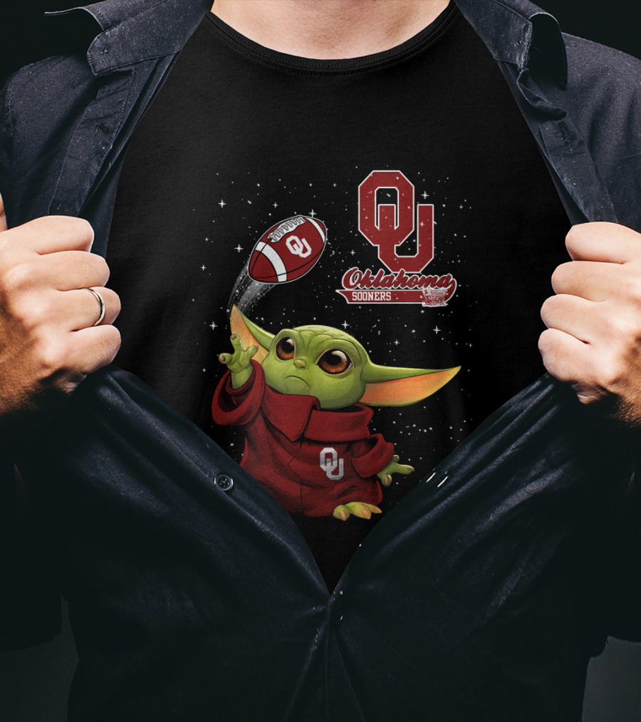 Baby Yoda Oklahoma Sooners Football Star Wars Crossover T-Shirt