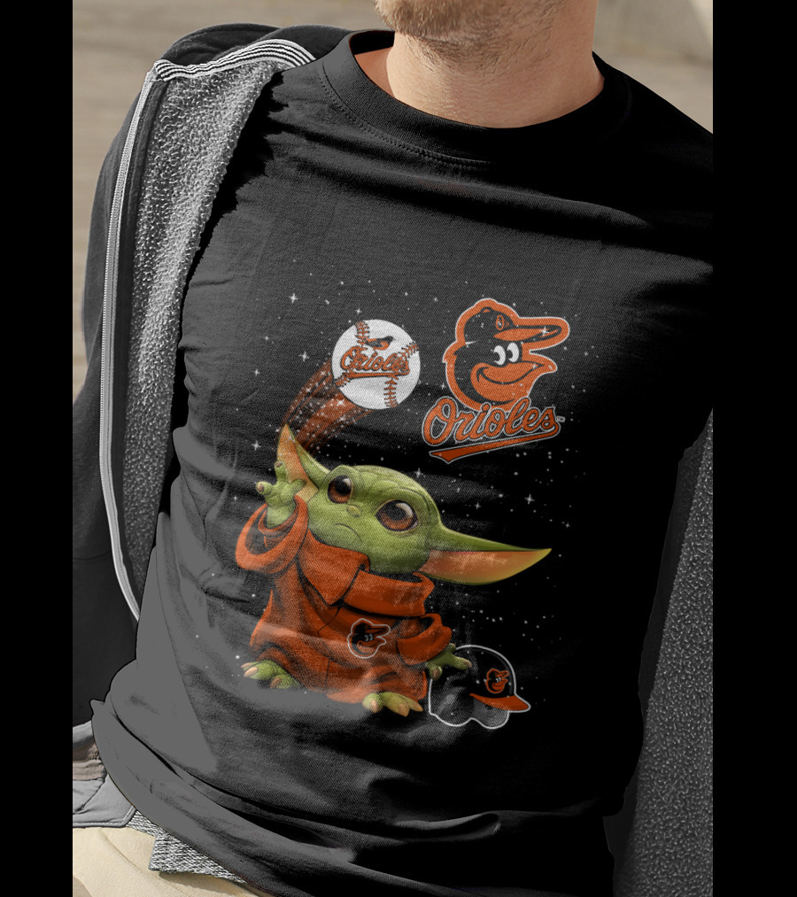 Baby Yoda Orioles Baseball Star Wars Crossover Baltimore Orioles Fan Gear T-Shirt
