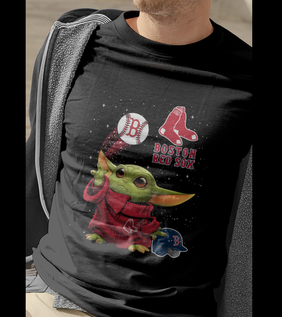 Boston Red Sox Baby Yoda Star Wars Baseball T-Shirt