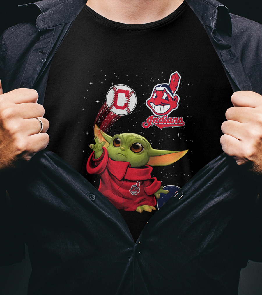 Baby Yoda Indians Baseball Cleveland C T-Shirt