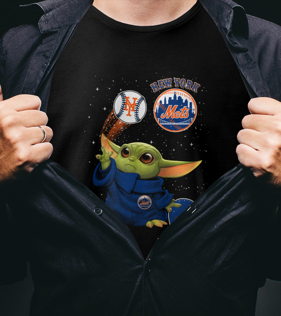 New York Mets Baby Yoda Baseball Star Wars Fans T-Shirt