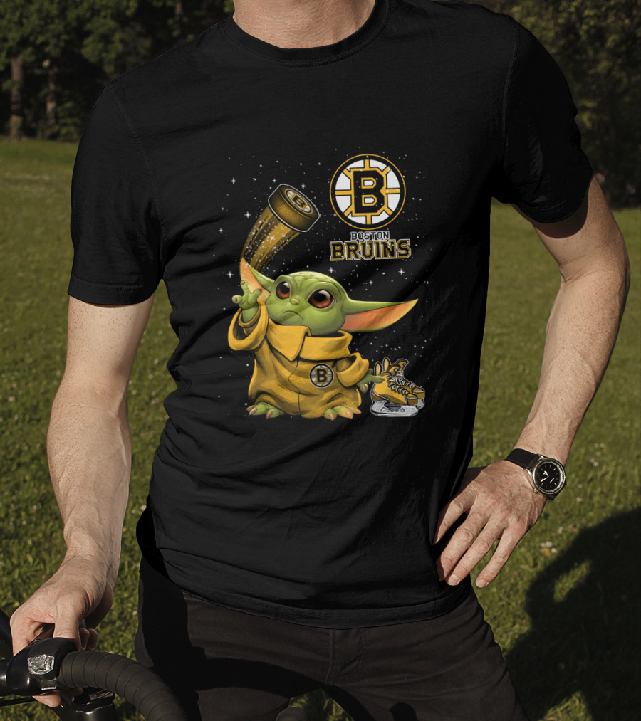 Boston Bruins Baby Yoda Star Wars NHL Crossover T-Shirt