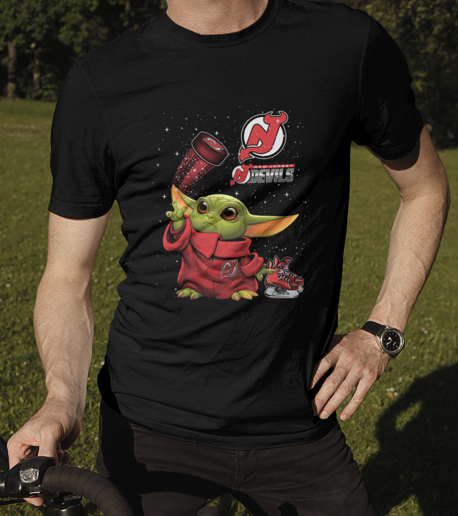 Baby Yoda With New Jersey Devils Hockey Elements T-Shirt