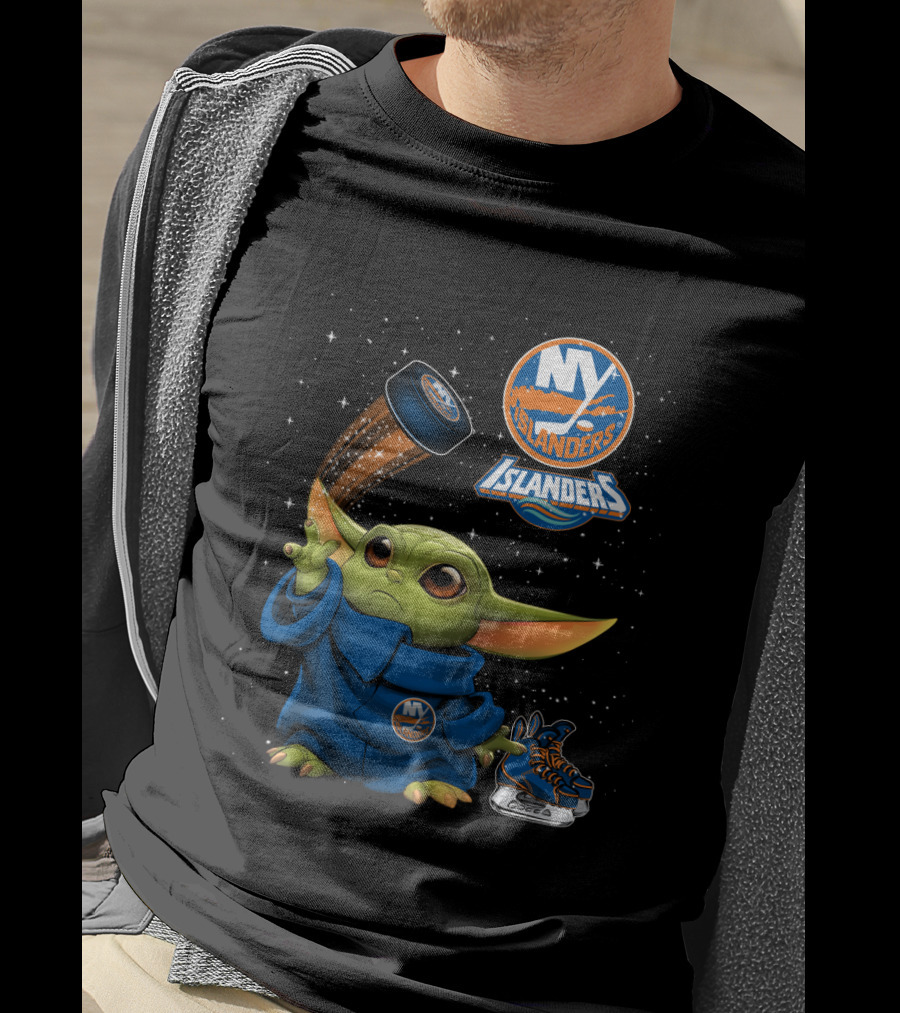 NY Islanders Baby Yoda Hockey Puck Magic T-Shirt