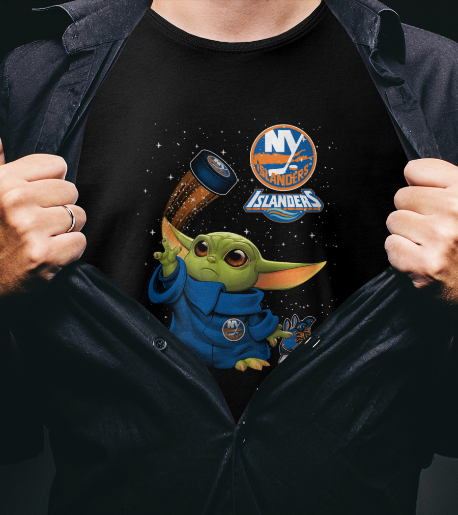 NY Islanders Baby Yoda Hockey Puck Magic T-Shirt