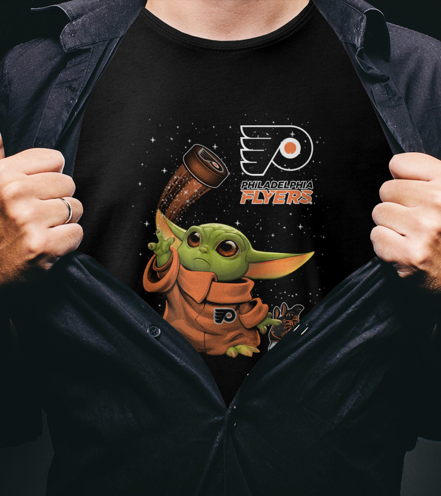 Philadelphia Flyers Baby Yoda Star Wars Hockey Fan T-Shirt