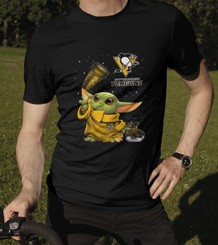 Pittsburgh Penguins Baby Yoda Hockey Star Wars Crossover T-Shirt