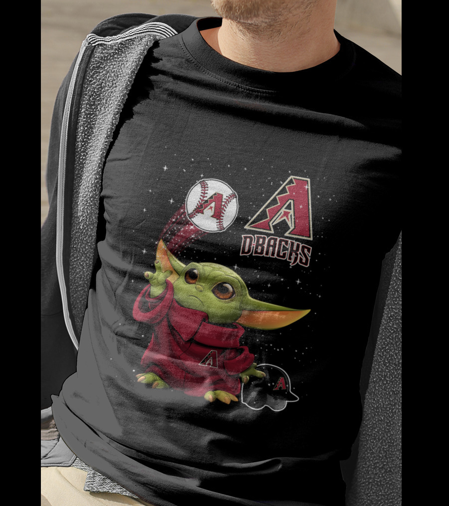 Arizona Diamondbacks Star Wars Baby Yoda Baseball Pitching Magic T-Shirt