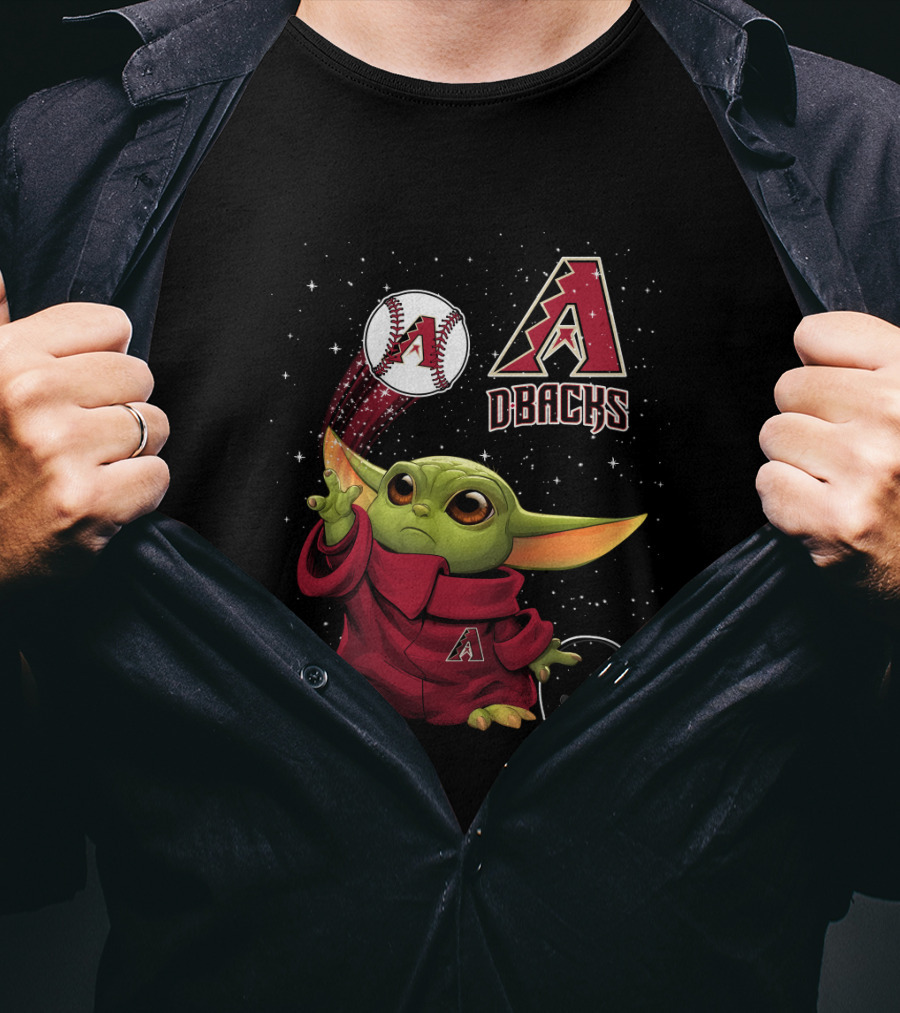 Arizona Diamondbacks Star Wars Baby Yoda Baseball Pitching Magic T-Shirt