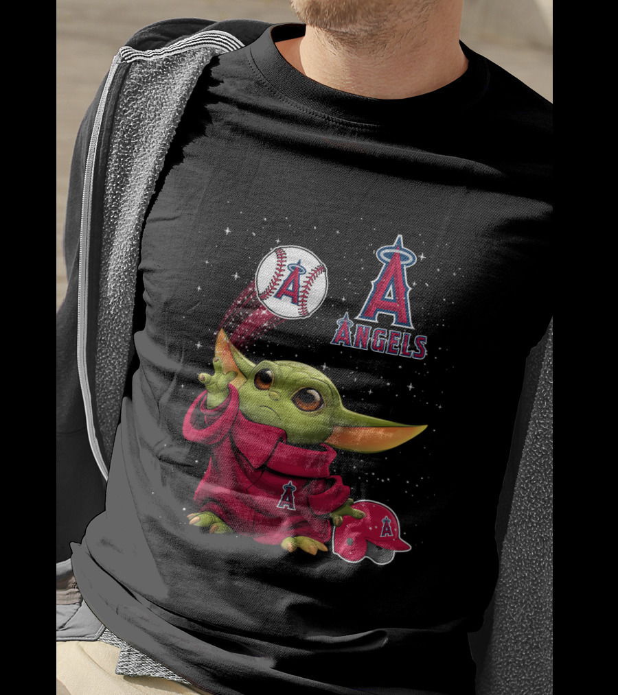 Los Angeles Angels Baseball Themed Character With Helmet And Ball T-Shirt