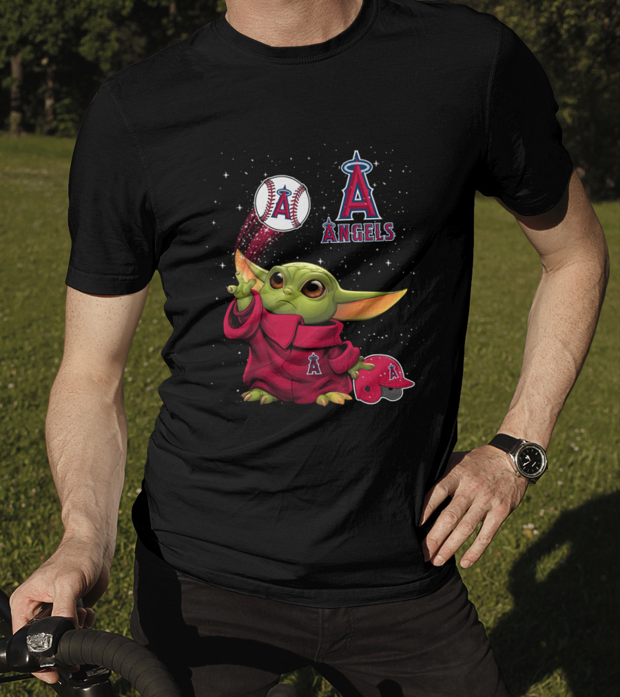 Los Angeles Angels Baseball Themed Character With Helmet And Ball T-Shirt