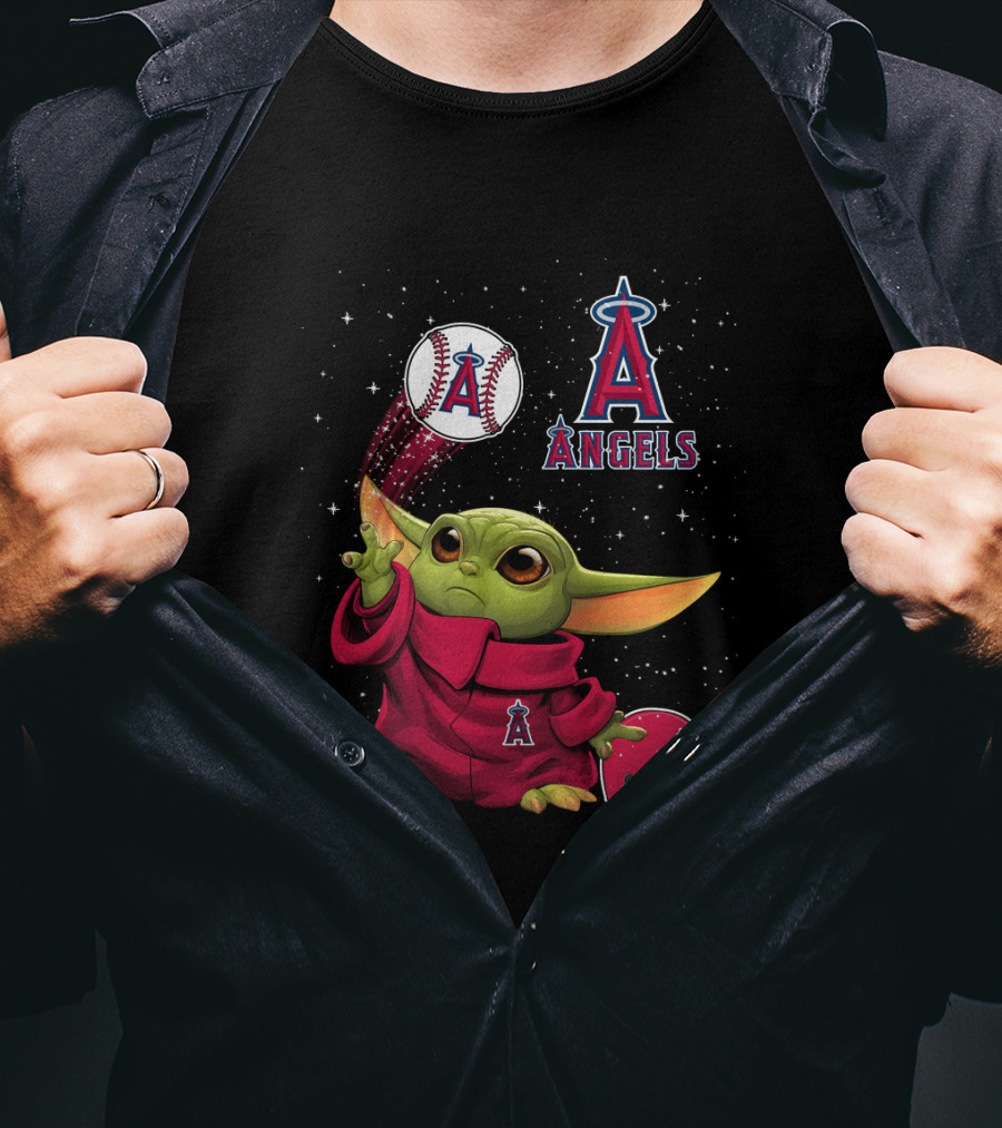 Los Angeles Angels Baseball Themed Character With Helmet And Ball T-Shirt