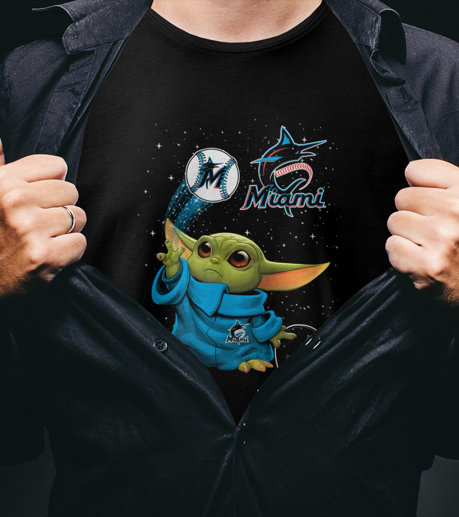 Miami Marlins Baby Alien Starry Baseball Magic T-Shirt