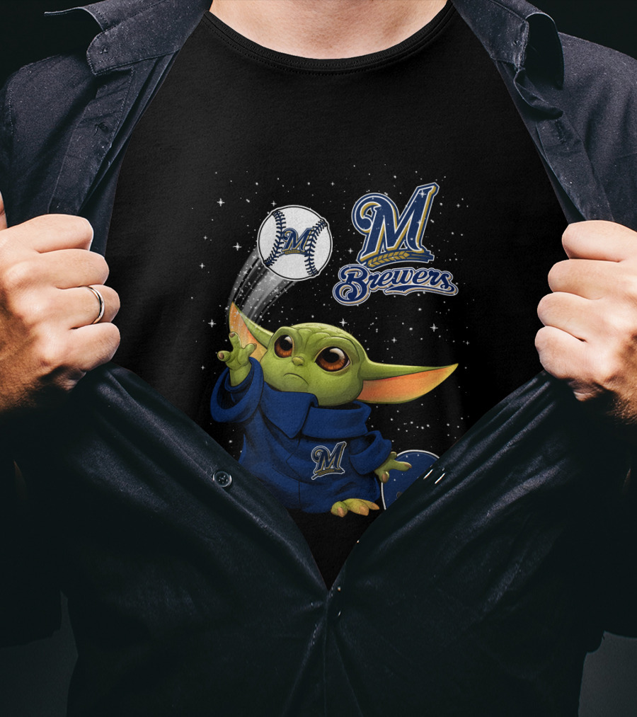Milwaukee Brewers Baseball Star Creature With Helmet And Ball T-Shirt