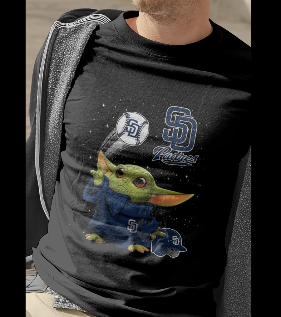 Sd Padres Star Pitch With Cute Green Baseball Figure T-Shirt