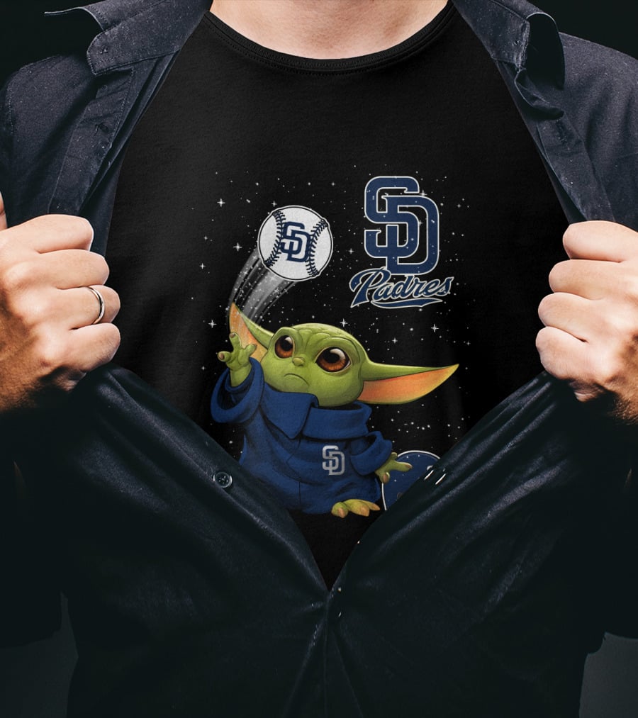 Sd Padres Star Pitch With Cute Green Baseball Figure T-Shirt