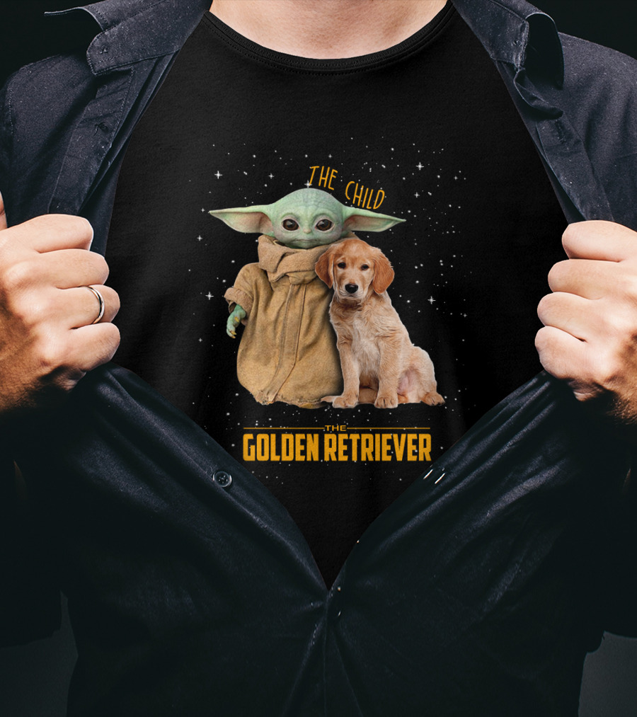 The Child Baby Yoda And Golden Retriever Star Wars Mashup T-Shirt