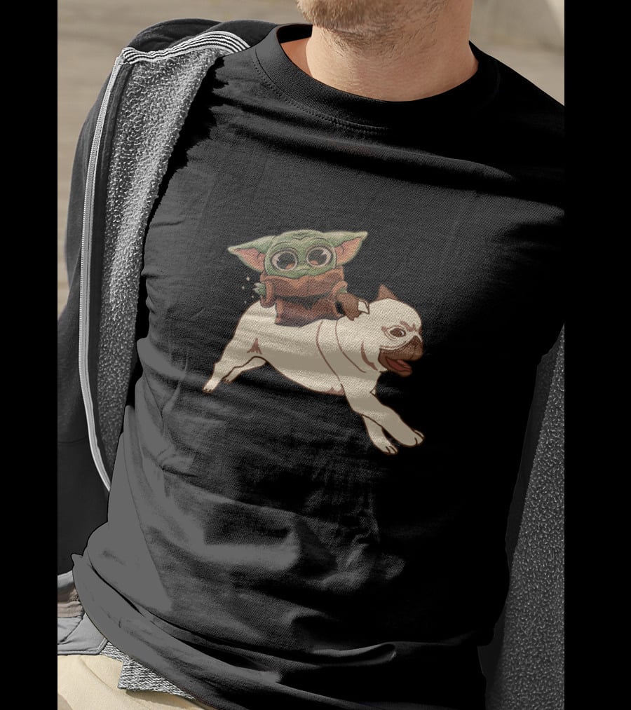 Pug With Child Character Riding T-Shirt