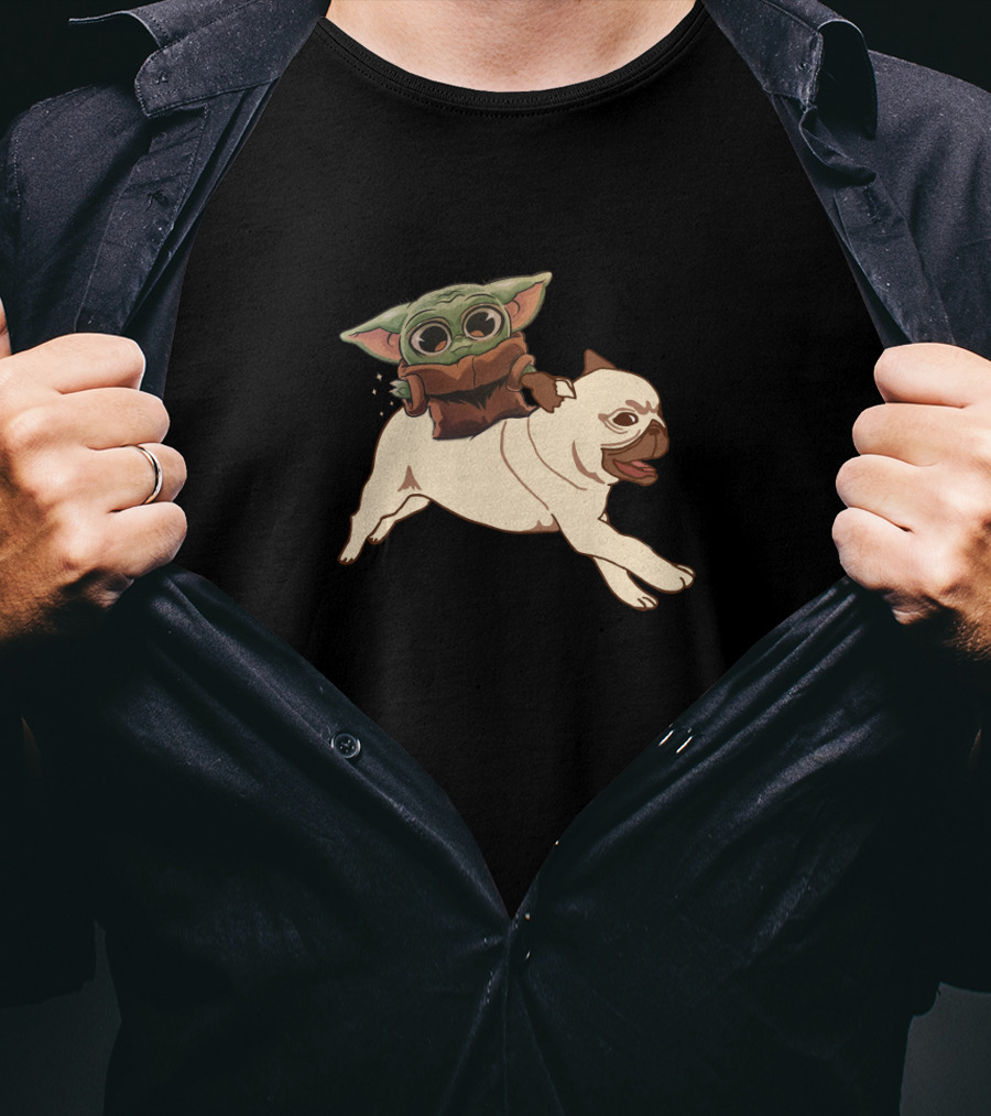 Pug With Child Character Riding T-Shirt
