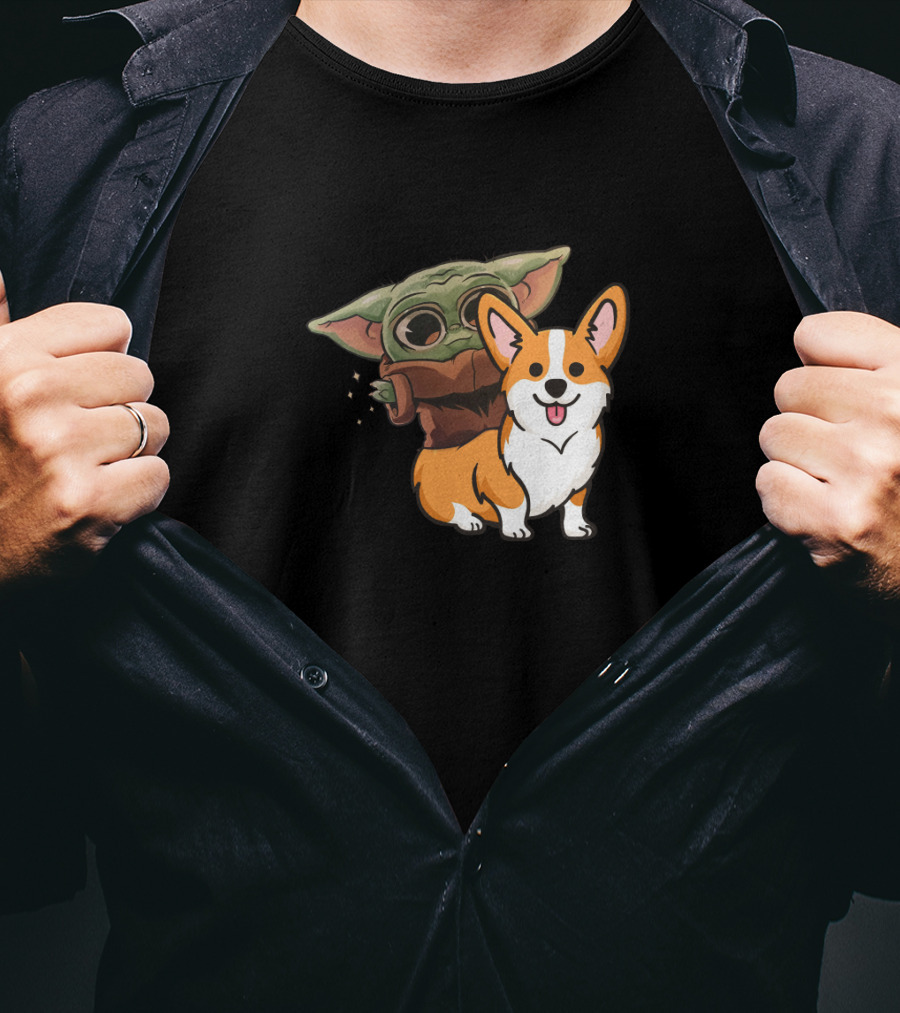 Corgi And Baby Alien Character T-Shirt