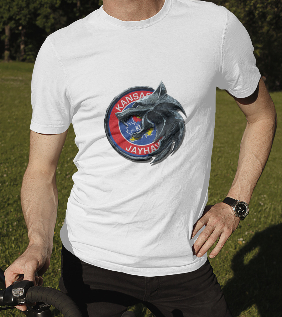 Kansas Jayhawks Emblem With Wolf Head Overlay Cht1Twnc2009 T-Shirt