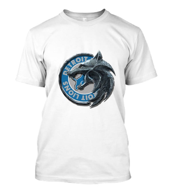 Detroit Lions Nfl Football Team Logo With Stylized Wolf Head T-Shirt