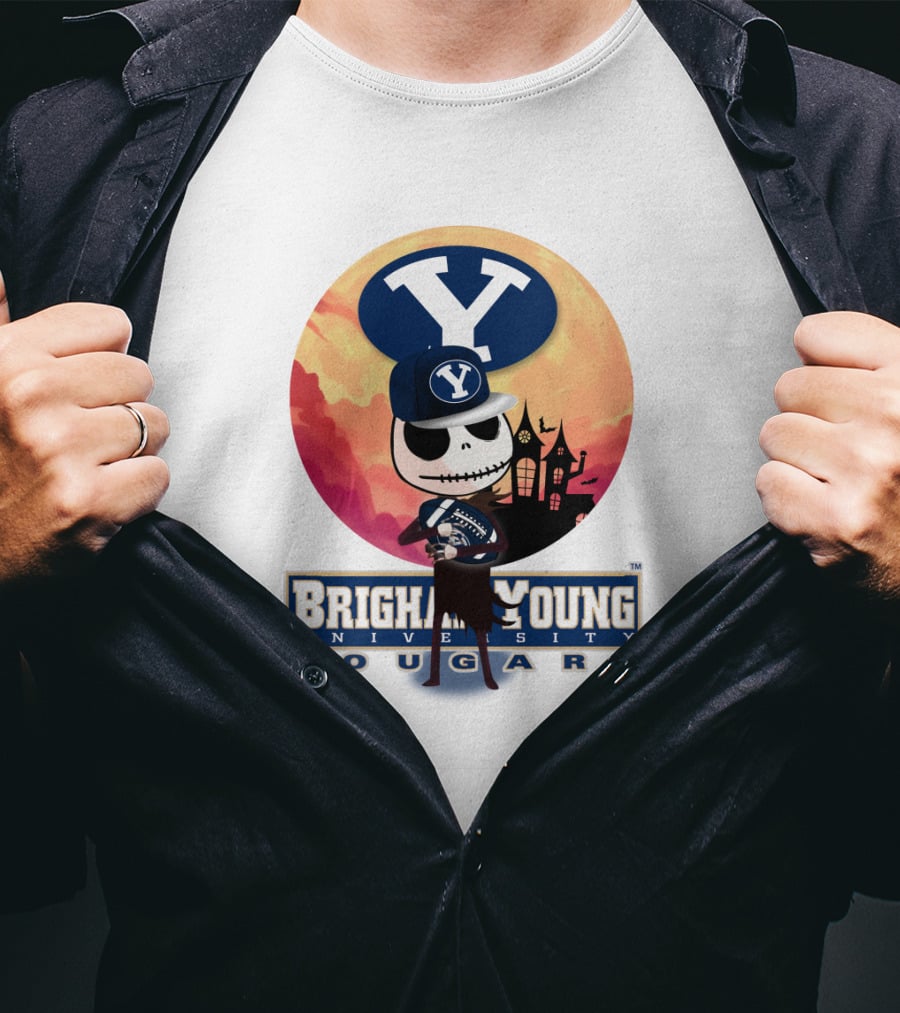 Brigham Young University Cougars Skeleton Halloween Football T-Shirt