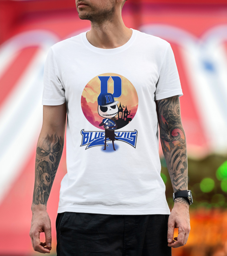 Duke Blue Devils Skeleton Halloween Scene T-Shirt
