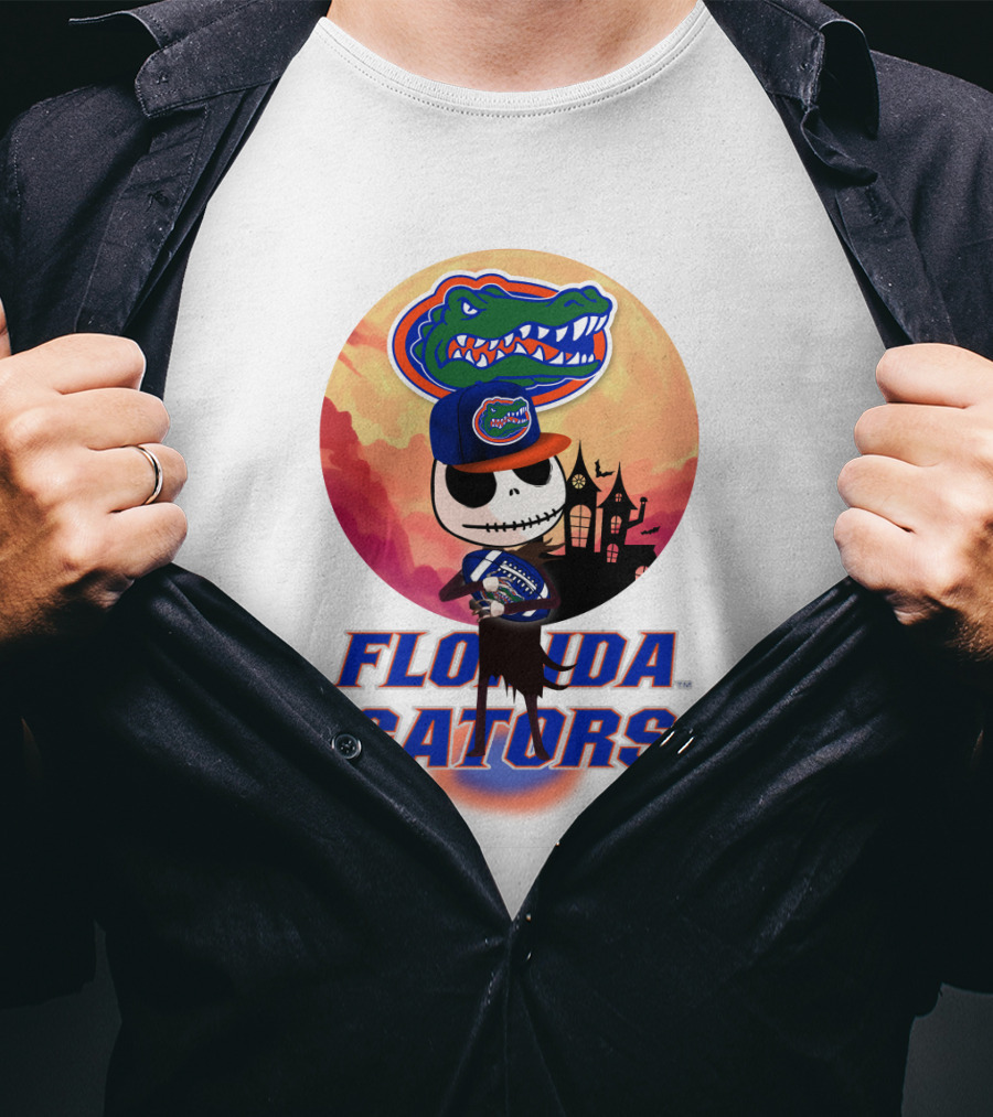 Florida Gators Jack Skellington Sunset Scene T-Shirt