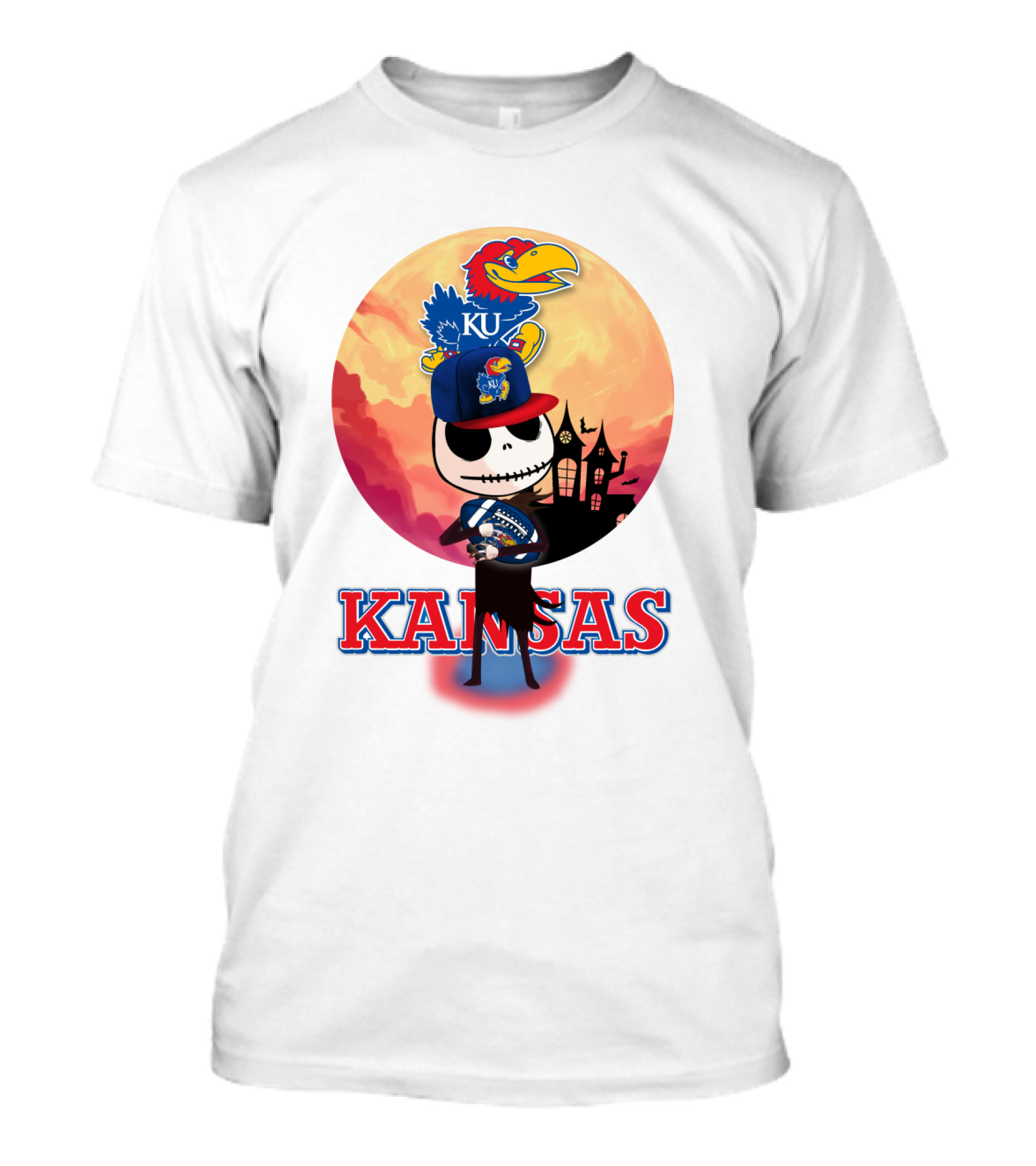 Kansas Jayhawks Jack Skellington Halloween Fan Gear T-Shirt