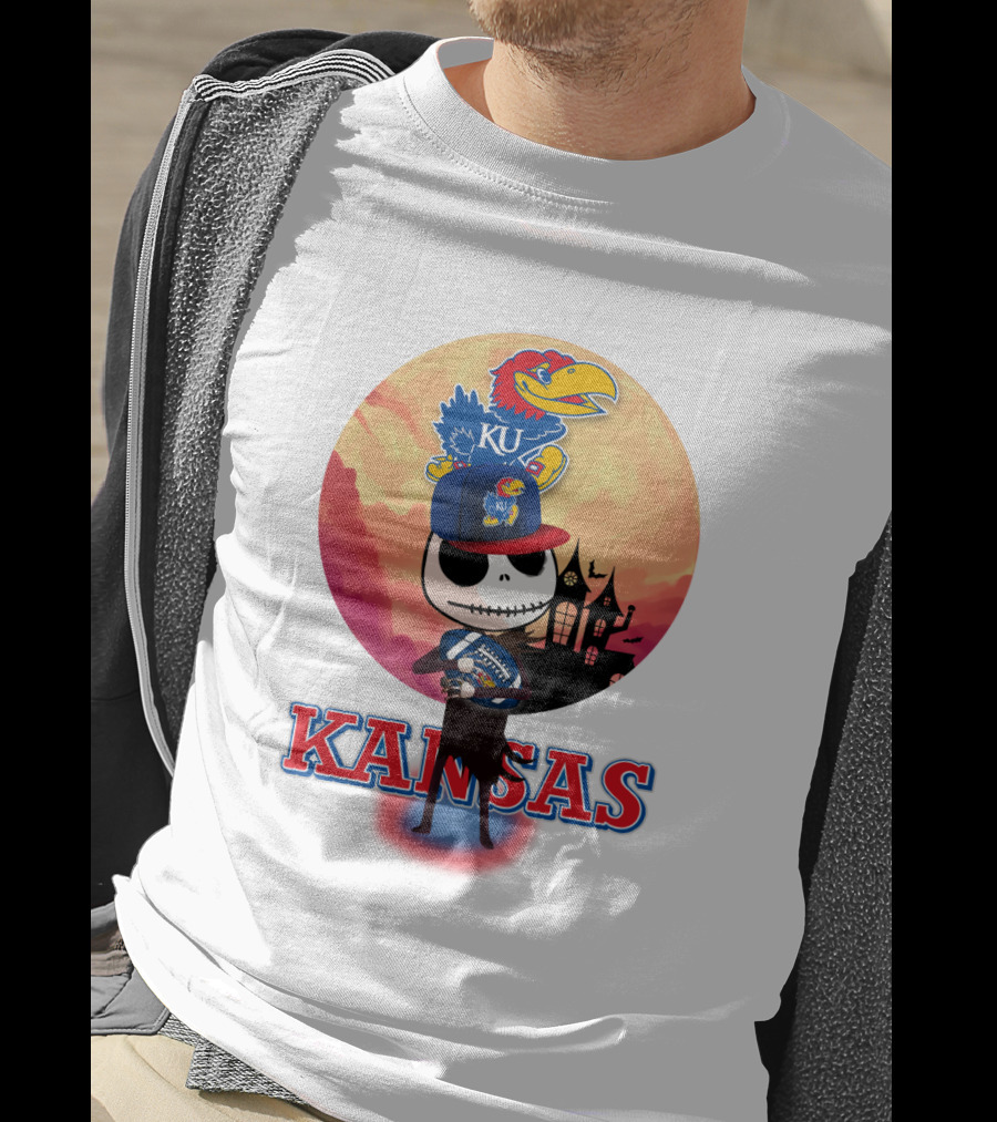 Kansas Jayhawks Jack Skellington Halloween Fan Gear T-Shirt