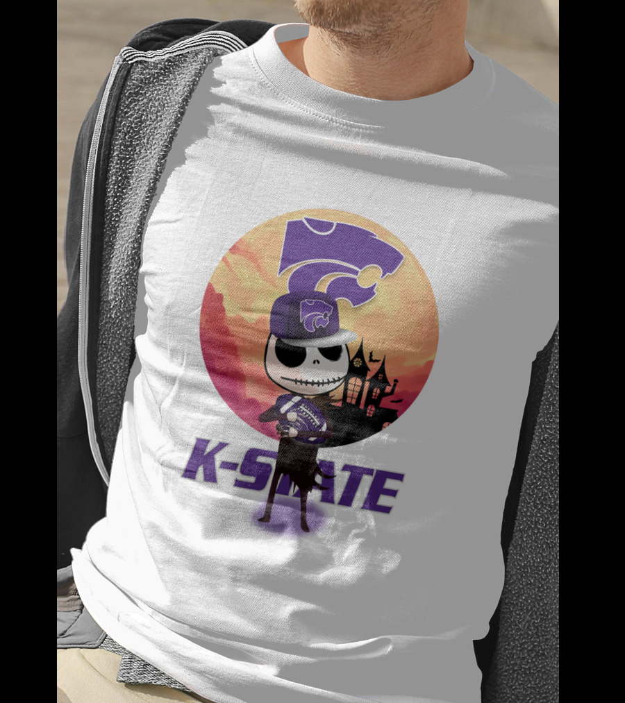 K-State Wildcats Jack-O-Lantern Halloween Sunset Scene T-Shirt