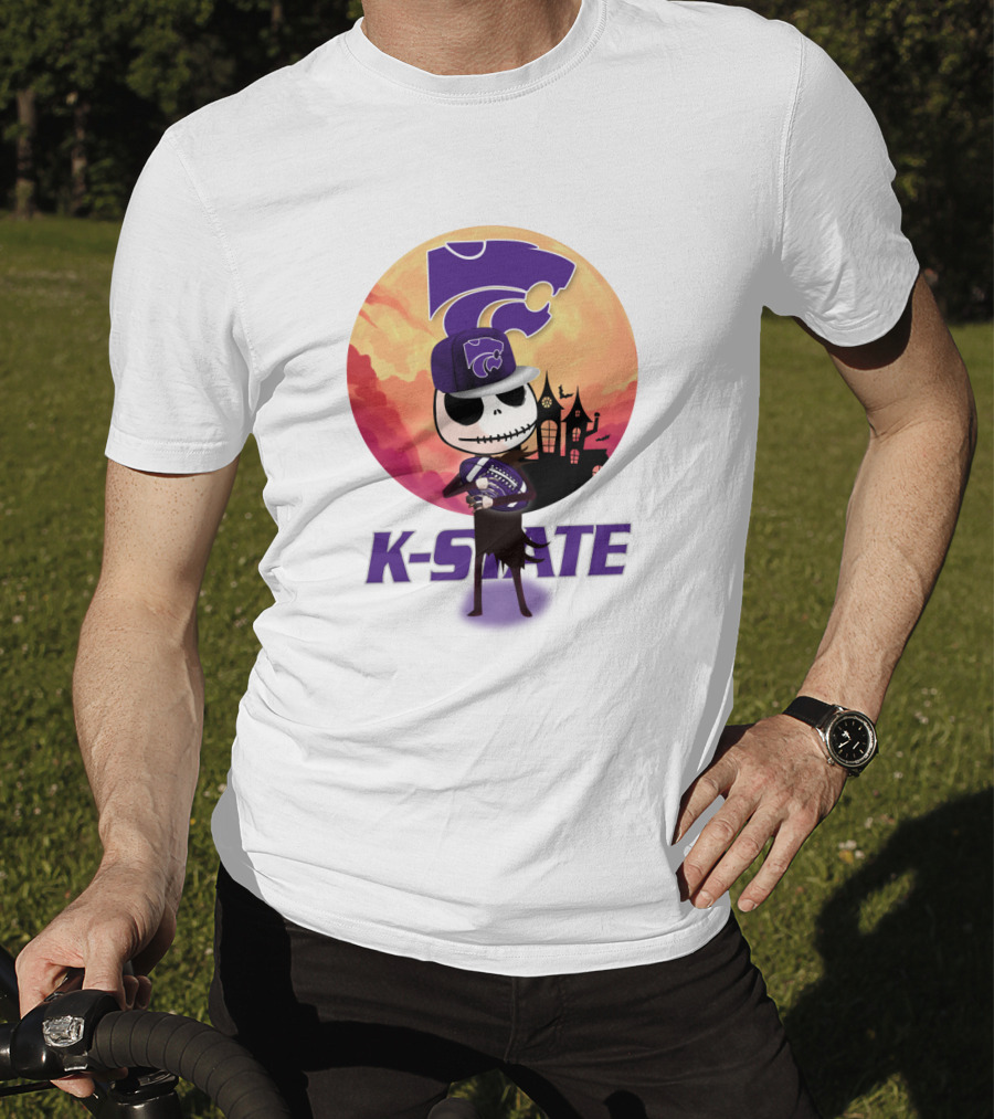 K-State Wildcats Jack-O-Lantern Halloween Sunset Scene T-Shirt
